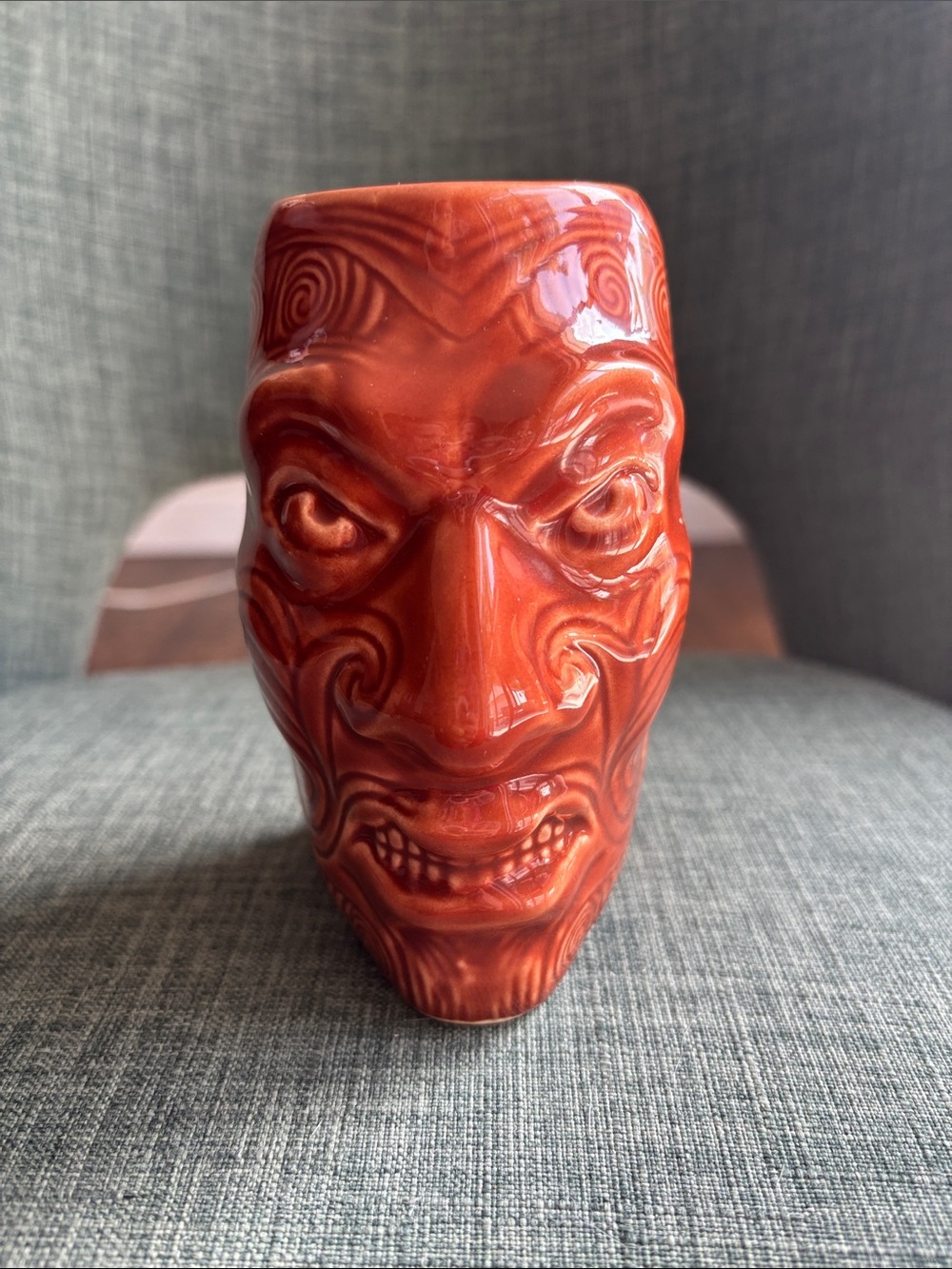 Tiki Farms ceramic The Grass Skirt Tiki head mug collectors cup 2017 mad face
